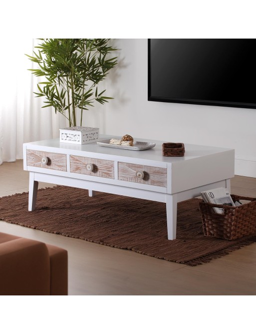 Center table with 3 drawers, model Pine