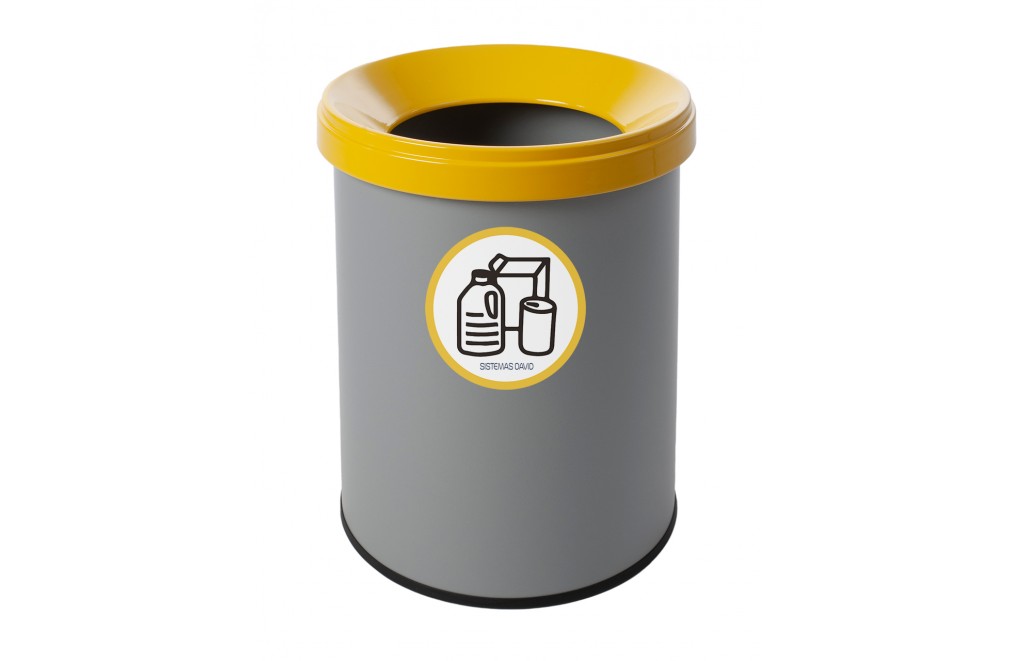 Recyclingbehälter aus grauem Metall mit Deckel. Fassungsvermögen 15 Liter. 5 Farben