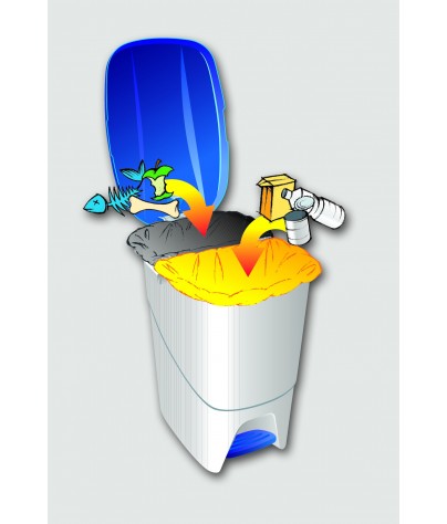 Garbage container with interior separator. 25 Liters. 5 Colors