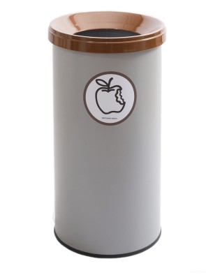 Papelera metálica de reciclaje gris con tapa. Capacidad 25 litros. 5 colores