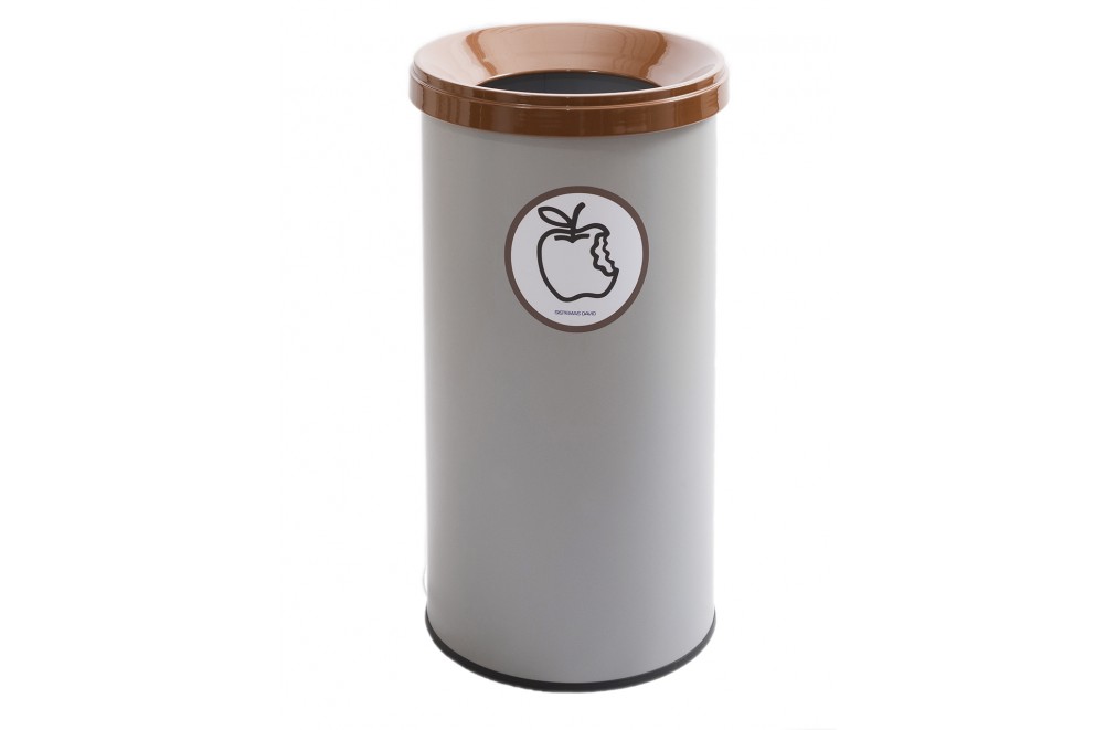 Recyclingbehälter aus grauem Metall mit Deckel. Fassungsvermögen 25 Liter. 5 Farben