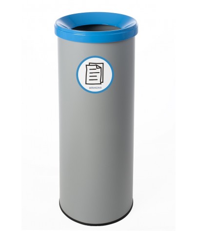 Papelera metálica de reciclaje gris con tapa. Capacidad 35 litros (5 colores)