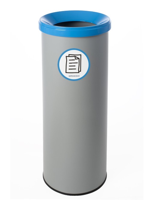 Papelera metálica de reciclaje gris con tapa. Capacidad 35 litros (5 colores)