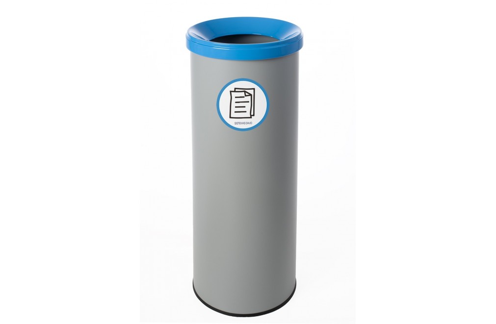 Papelera metálica de reciclaje gris con tapa. Capacidad 35 litros (5 colores)