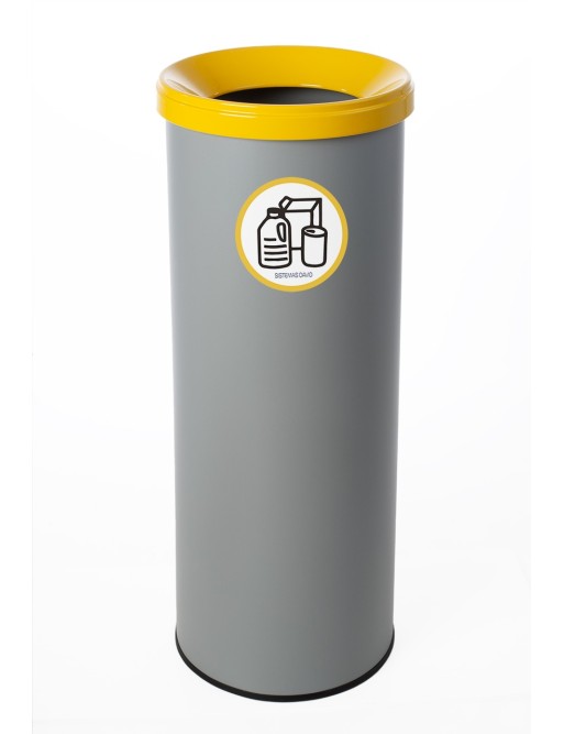 Recyclingbehälter aus grauem Metall mit Deckel. Fassungsvermögen 35 Liter (5 Farben)