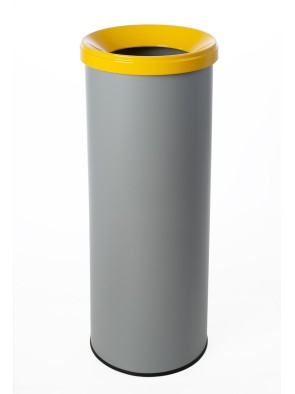 Papelera metálica de reciclaje gris con tapa. 35 litros. Sin adhesivo (5 colores)