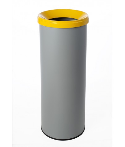 Papelera metálica de reciclaje gris con tapa. 35 litros. Sin adhesivo (5 colores)