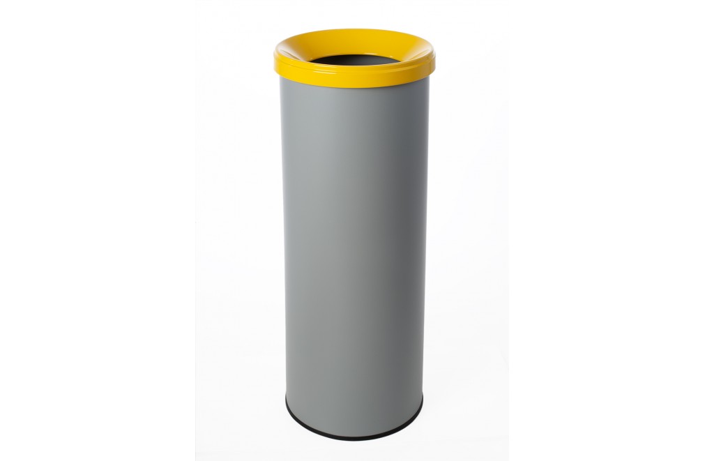 Papelera metálica de reciclaje gris con tapa. 35 litros. Sin adhesivo (5 colores)