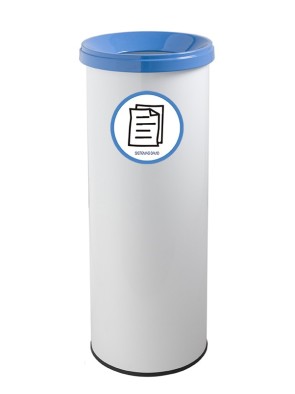 Papelera metálica de reciclaje blanca con tapa. Capacidad 35 litros (5 colores)