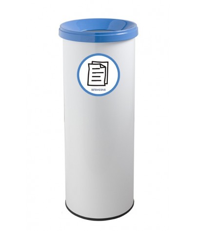 Papelera metálica de reciclaje blanca con tapa. Capacidad 35 litros (5 colores)