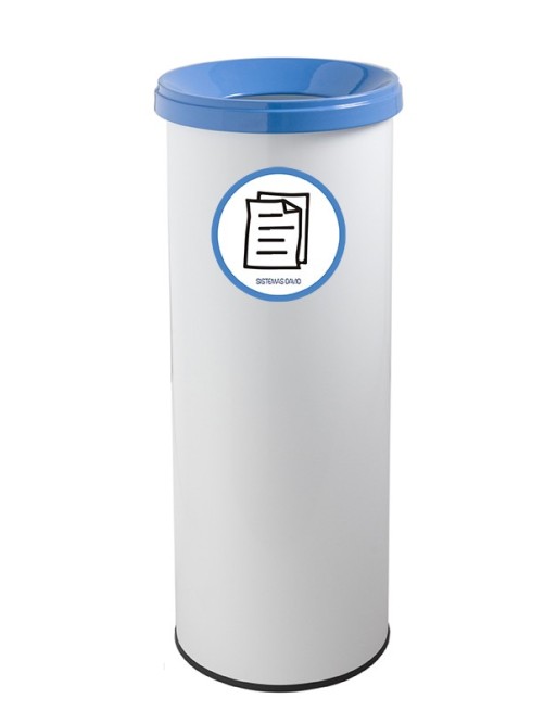 Papelera metálica de reciclaje blanca con tapa. Capacidad 35 litros (5 colores)