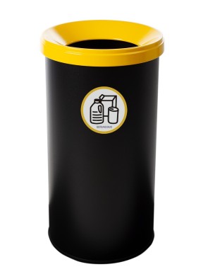 Papelera metálica de reciclaje negra con tapa. Capacidad 25 litros (5 colores)
