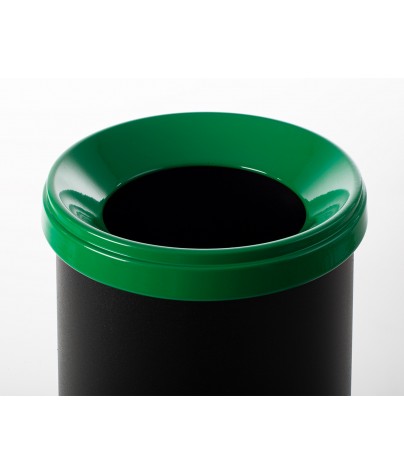 Recyclingbehälter aus schwarzem Metall mit Deckel. Fassungsvermögen 25 Liter (5 Farben)