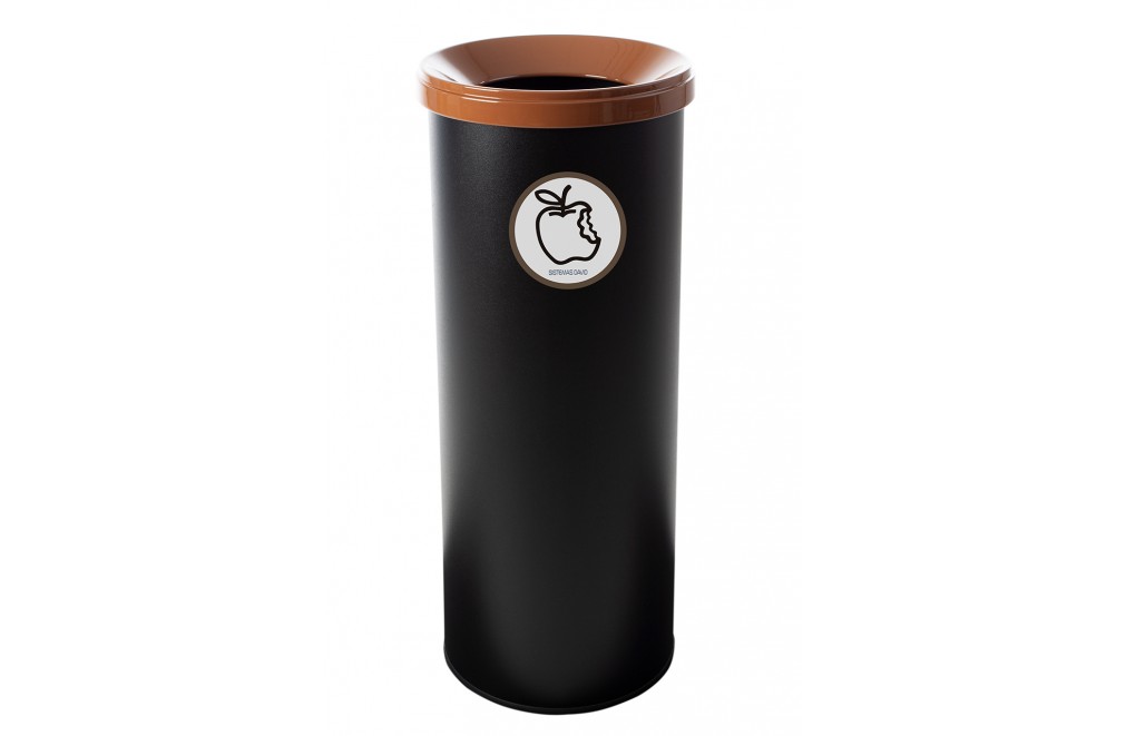 Recyclingbehälter aus schwarzem Metall mit Deckel. Fassungsvermögen 35 Liter (5 Farben)