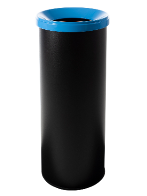 Papelera metálica de reciclaje negra con tapa. Capacidad 35 litros. Sin adhesivo (5 colores)