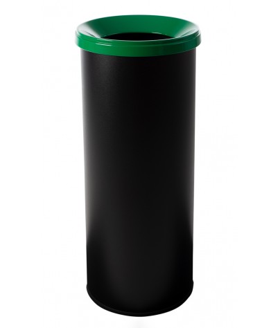 Papelera metálica de reciclaje negra con tapa. Capacidad 35 litros. Sin adhesivo (5 colores)