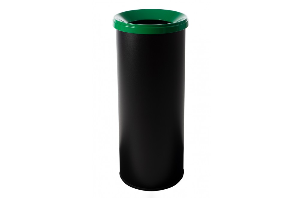 Papelera metálica de reciclaje negra con tapa. Capacidad 35 litros. Sin adhesivo (5 colores)