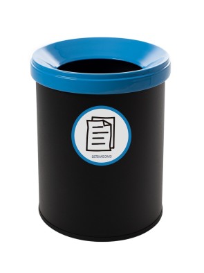 Papelera metálica de reciclaje negra con tapa. Capacidad 15 litros (5 colores)
