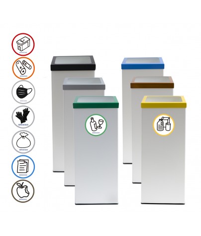 Weißer Metall-Recyclingbehälter 44 Liter (5 Farben)