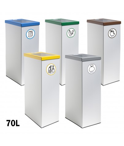 White metallic recycling bin 70 Liters (5 colors)
