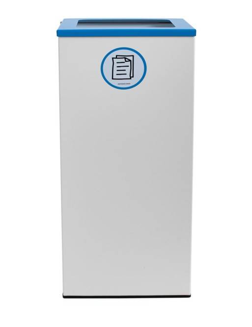 Papelera de reciclaje metálica blanca 76 Litros con aro sujeta bolsas y tapa en 5 colores