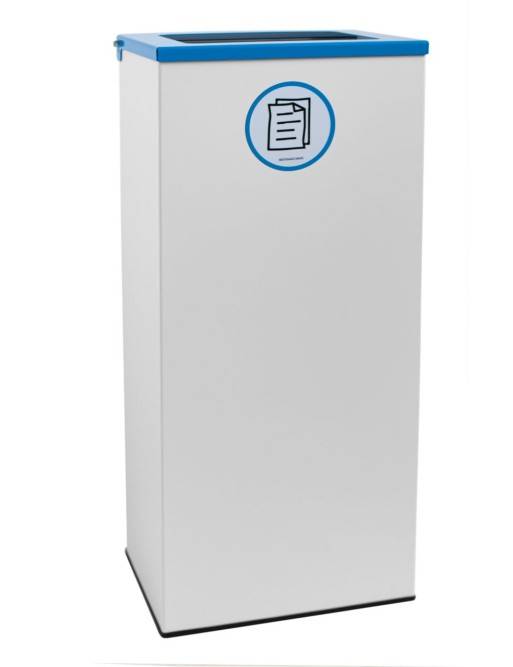 Papelera de reciclaje metálica blanca 76 Litros con aro sujeta bolsas y tapa en 5 colores