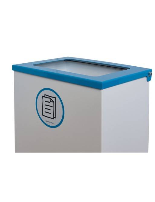 Papelera de reciclaje metálica blanca 76 Litros con aro sujeta bolsas y tapa en 5 colores