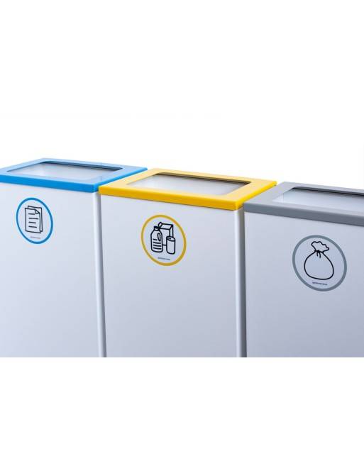 Papelera de reciclaje metálica blanca 76 Litros con tapa (5 colores)