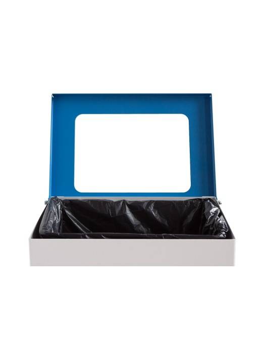 Papelera de reciclaje metálica blanca 76 Litros con aro sujeta bolsas y tapa en 5 colores