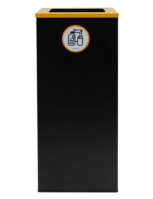 Papelera de reciclaje negra metálica 76 Litros con aro sujeta bolsas y tapa en 5 colores