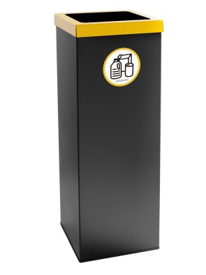 Papelera reciclaje metálica negra 44 Litros - Tapa en 5 colores