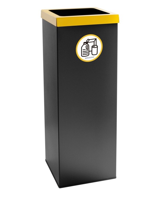 Poubelle de recyclage en métal noir 44 Litres (5 couleurs)