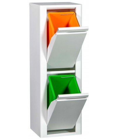 Metallmöbel für Recycling mit zwei Fächern, Modell Wien 2 (Weiß)