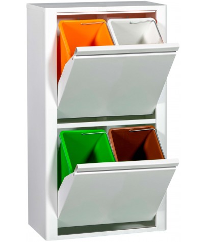 Metallmöbel für Recycling mit vier Fächern, Modell Wien 2 (Weiß)