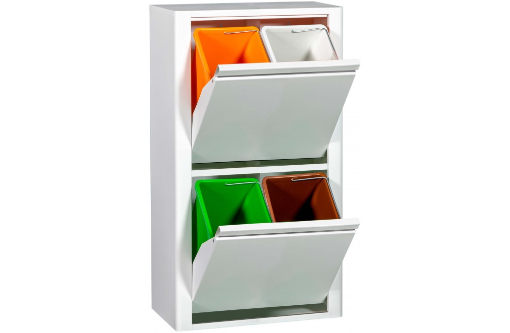 Metal furniture for recycling with four compartments, model Vienna 2 (White)