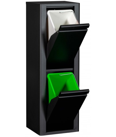 Metallmöbel für Recycling mit zwei Fächern, Modell Wien 2 (Schwarz)