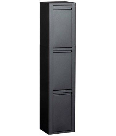 Mueble metálico para reciclaje con tres compartimentos, modelo Viena 2 (negro)