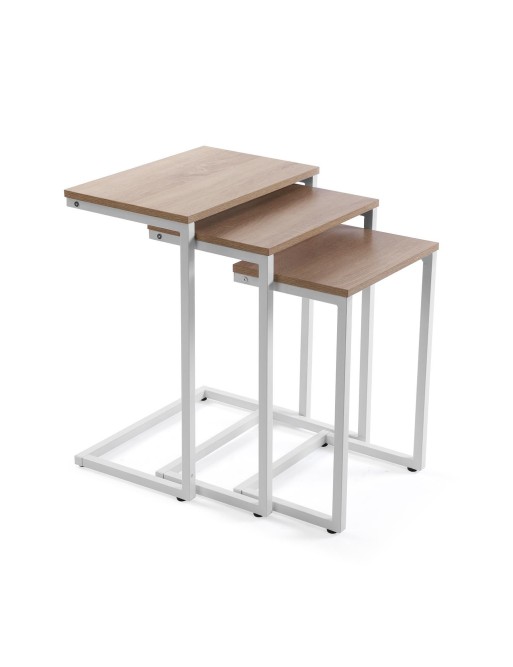 Ensemble de trois tables auxiliaires, modèle Office. Couleur blanche Ensemble de trois tables auxiliaires, modèle Office. Couleur blanche