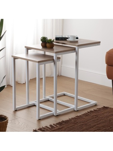 Set mit drei Hilfstischen, Modell Office. Weiße Farbe