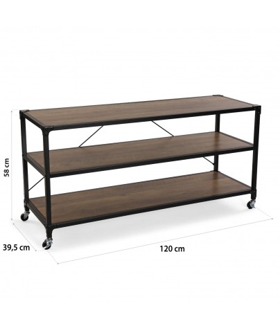 Metal shelf with 3 wooden shelves. Model meta