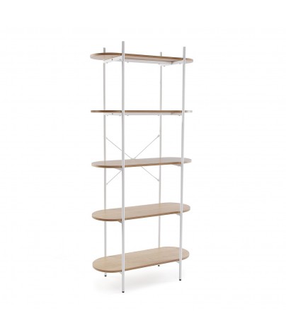 Metal shelf with 5 wooden shelves. Marta model