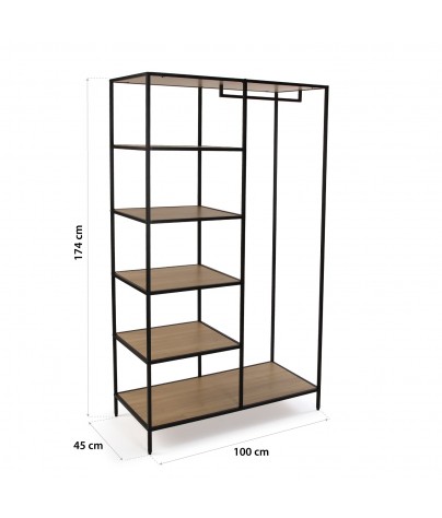 Metal shelf with 7 wooden shelves. Tulum model