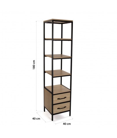 Shelf with 5 shelves and 2 drawers