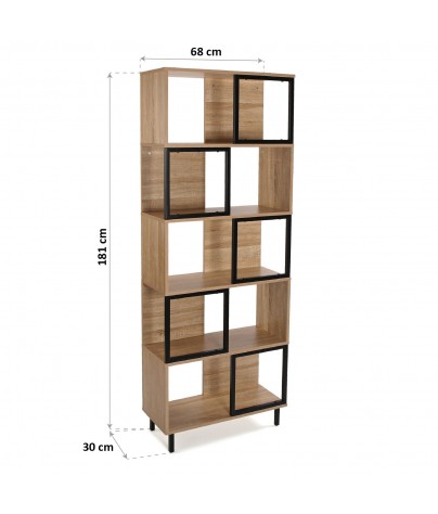 Metal shelf with 5 wooden shelves. Model square