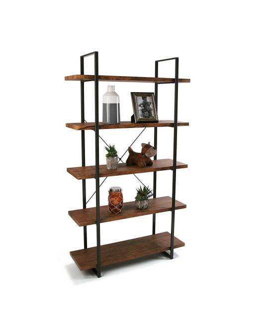 Étagère en métal avec 5 étagères en bois (XL - Noir) Étagère en métal avec 5 étagères en bois (XL - Noir)