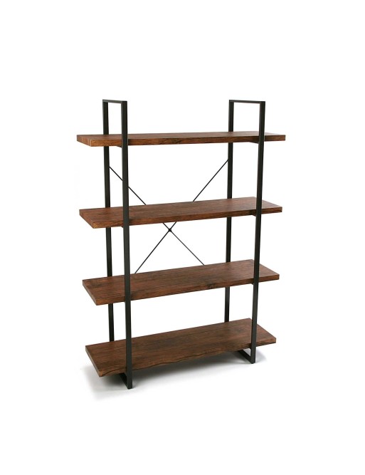 Estantería metálica con 4 estantes de madera (XL - Negra) Estantería metálica con 4 estantes de madera (XL - Negra)