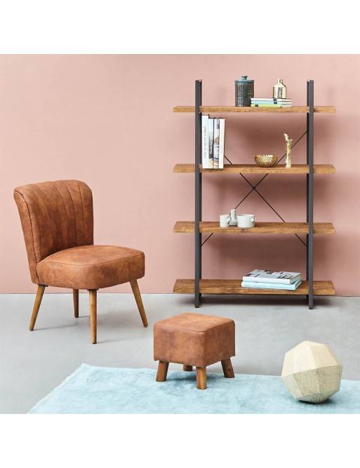 Étagère en métal avec 4 étagères en bois (XL - Noir) Étagère en métal avec 4 étagères en bois (XL - Noir)