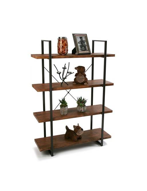 Metal shelf with 4 wooden shelves (XL - Black) Metal shelf with 4 wooden shelves (XL - Black)