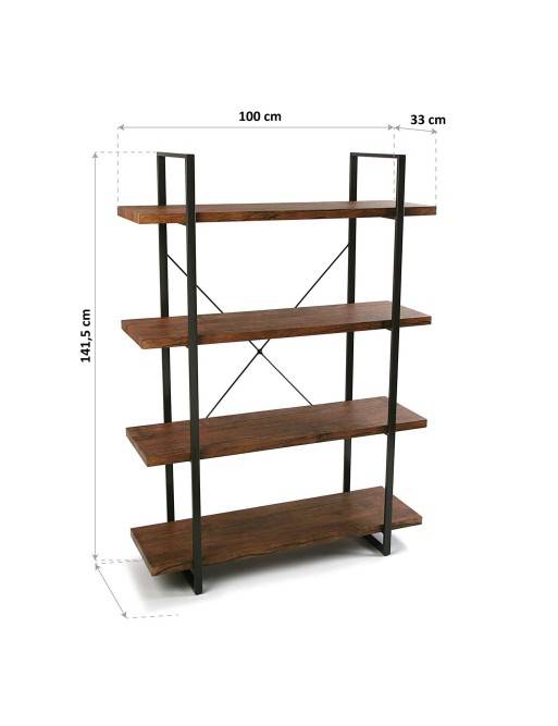 Étagère en métal avec 4 étagères en bois (XL - Noir) Étagère en métal avec 4 étagères en bois (XL - Noir)