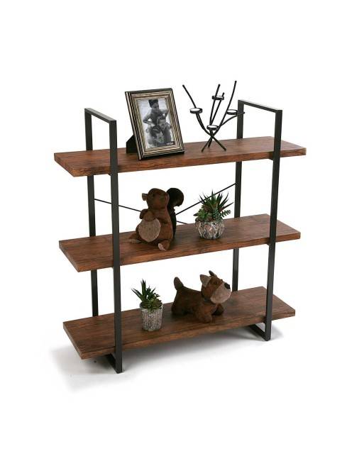 Metal shelf with 3 wooden shelves (XL - Black) Metal shelf with 3 wooden shelves (XL - Black)